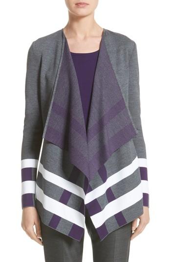 Women's St. John Collection Milano Knit Jacquard Drape Front Jacket