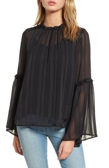 Women's Shadow Stripe Blouse - Black