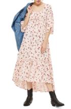 Women's Topshop Ruched Floral Maxi Dress Us (fits Like 0-2) - Pink