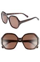 Women's Stella Mccartney 56mm Hexagonal Sunglasses - Dark Havana