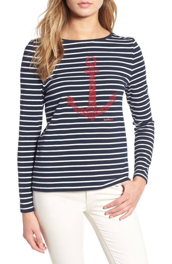 Women's Barbour Frinton Stripe Tee Us / 10 Uk - Blue