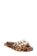 Women's Miu Miu Genuine Rabbit Fur Slide Sandal Us / 36eu - Metallic