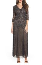 Women's Pisarro Nights Beaded Mesh Gown - Grey