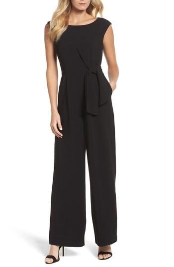 Petite Women's Tahari Crepe Jumpsuit P - Black