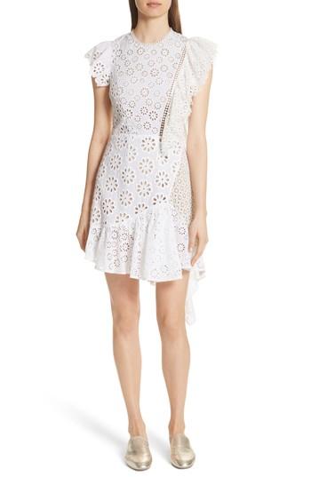 Women's Sea Edie Ruffle Trim Eyelet Dress - Ivory