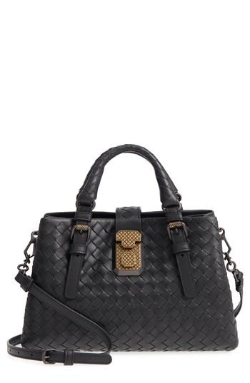 Bottega Veneta Mini Roma Leather Satchel - Black