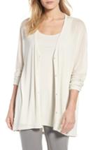 Women's Eileen Fisher Sheer Silk Cardigan, Size - Ivory