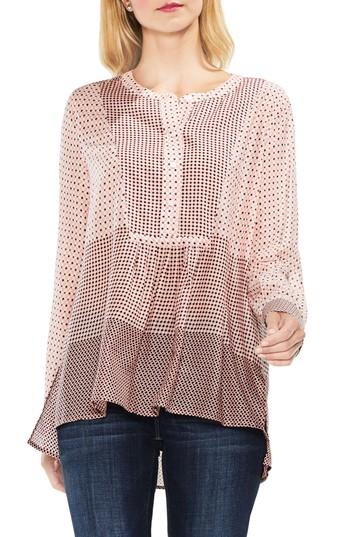 Women's Two By Vince Camuto Quiet Tile Border Bib Henley, Size - Pink