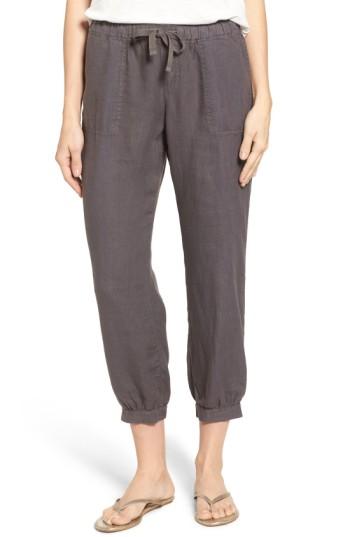Women's Caslon Crop Linen Joggers - Grey