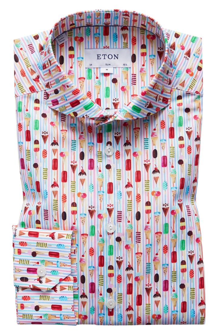 Men's Eton Slim Fit Ice Cream Print Dress Shirt