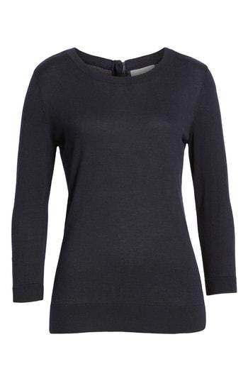 Women's 1901 Back Button Crewneck Sweater, Size - Blue