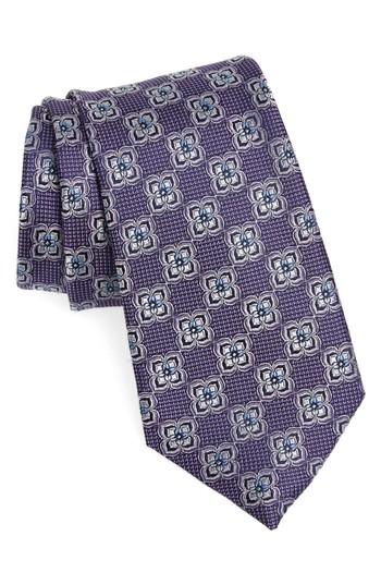 Men's Nordstrom Men's Shop Spatoni Medallion Silk Tie, Size - Purple