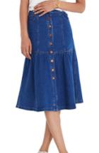 Women's Madewell Bayview Tiered Denim Midi Skirt - Blue