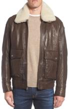Men's Andrew Marc 3614 Leather Jacket With Genuine Lamb Shearling Collar - Brown