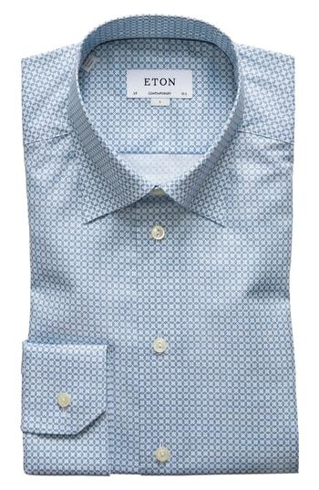 Men's Eton Contemporary Fit Geometric Dress Shirt - Green