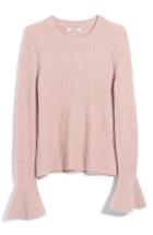 Women's Madewell Ruffle Cuff Pullover Sweater, Size - Pink