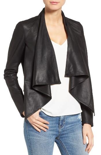 Women's Lamarque 'madison' Drape Front Suede Jacket - Black
