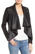 Women's Lamarque 'madison' Drape Front Suede Jacket - Black