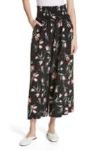 Women's Rebecca Taylor Ikat Floral Stretch Silk Pants - Black