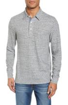 Men's Faherty Stripe Long Sleeve Polo, Size - Grey