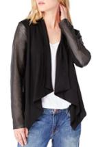 Women's Michael Stars Leather Sleeve Draped Blazer - Black