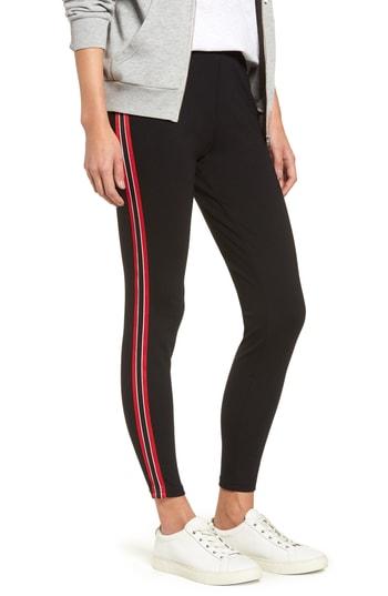 Women's Nordstrom Stripe Ponte Skimmer Leggings - Black