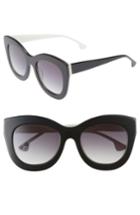 Women's Alice + Olivia Madison 56mm Cat Eye Sunglasses - Black/ White