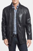 Men's Missani Le Collezioni Classic Fit Reversible Leather & Lambswool Car Coat, Size - Black