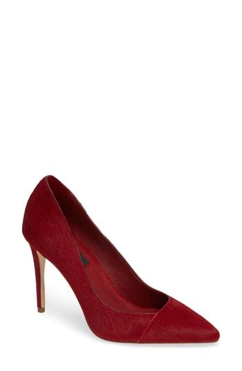 Women's Donna Karan New York Rain Genuine Calf Hair Pointy Toe Pump M - Red