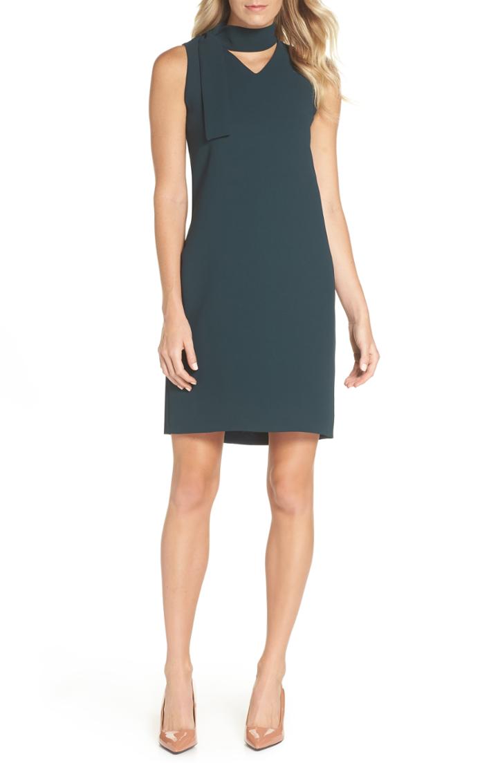 Women's Tahari Sleeveless Choker Neck Crepe Shift Dress