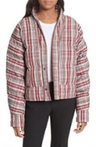 Women's Diane Von Furstenberg Plaid Snap Front Down Bomber - Red
