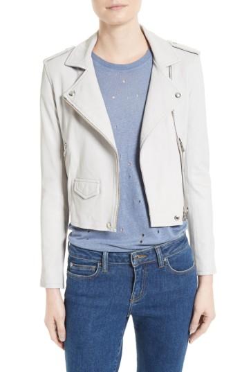 Women's Iro 'ashville' Lambskin Leather Moto Jacket Us / 42 Fr - Grey
