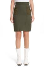 Women's Stella Mccartney Alter Suede Trim Skirt Us / 38 It - Green