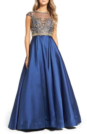Women's Mac Duggal Embellished Satin Ballgown