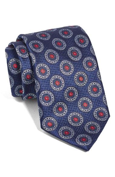 Men's Ermenegildo Zegna Medallion Silk Tie, Size - Blue