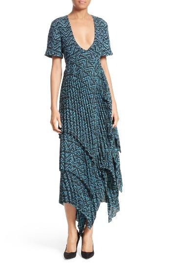 Women's A.l.c. Kylia Pleated Silk Midi Dress - Blue