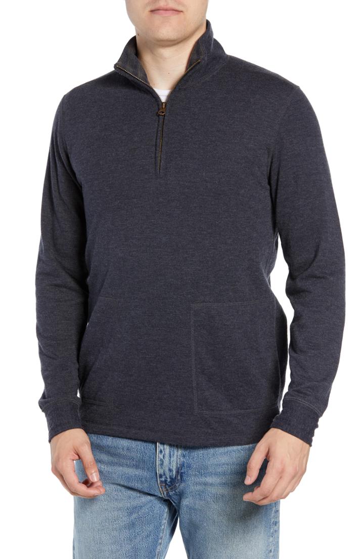 Men's Billy Reid Charles Regular Fit Half Zip Sweater, Size - Blue