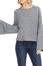Women's Two By Vince Camuto Marled Bell Sleeve Top - Grey
