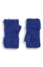 Women's Treasure & Bond Eyelash Fingerless Gloves, Size - Blue