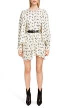 Women's Isabel Marant Fan Print Silk Dress Us / 34 Fr - Ivory