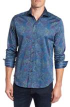 Men's Robert Graham Carver Tailored Fit Sport Shirt, Size - Blue