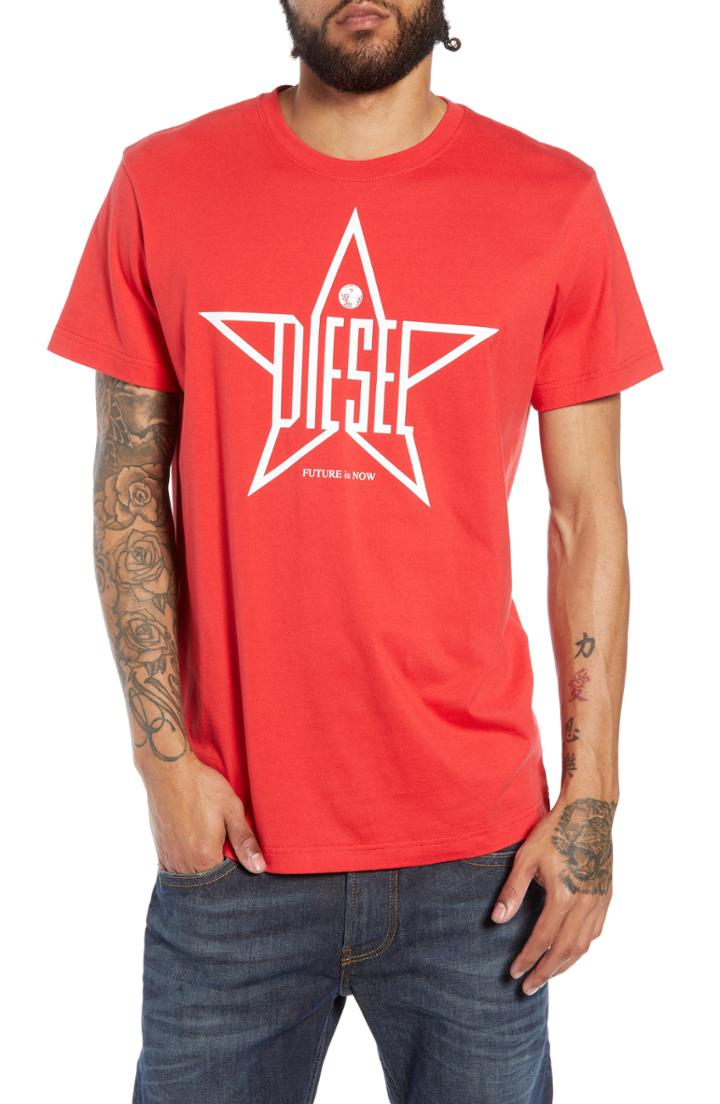 Men's Diesel T-diego-yh Graphic T-shirt - Black