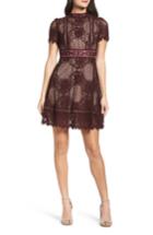 Women's Bb Dakota Lace Fit & Flare Dress - Burgundy