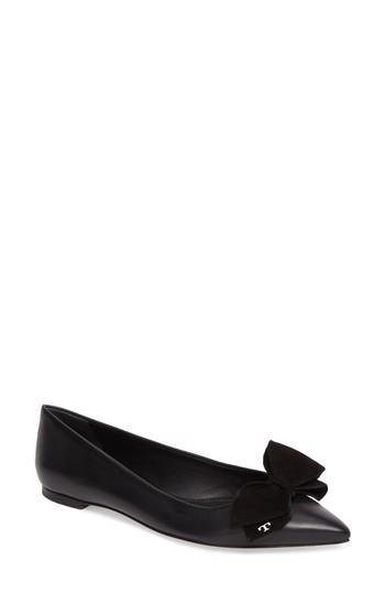 Women's Tory Burch Rosalind Bow Pointy Toe Flat M - Blue