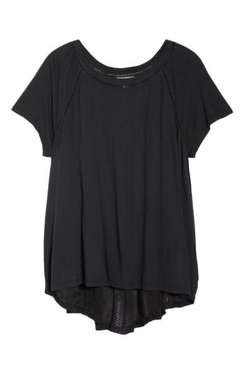 Petite Women's Caslon Lace Back Swing Tee, Size P - Black