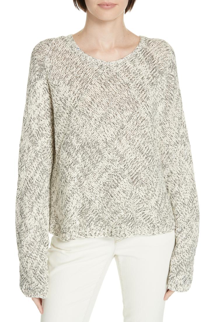 Women's Eileen Fisher Marled Organic Cotton Sweater, Size - White