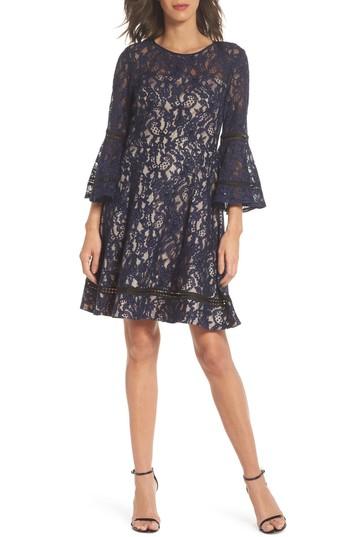 Women's Eliza J Bell Sleeve Lace Fit & Flare Dress