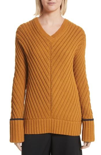 Women's Grey Jason Wu Rib Knit Wool Blend Sweater
