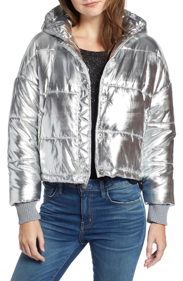 Women's Splendid Dakota Puffer Hooded Jacket - Metallic