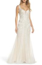 Women's Xscape Embroidered Mermaid Gown - Ivory